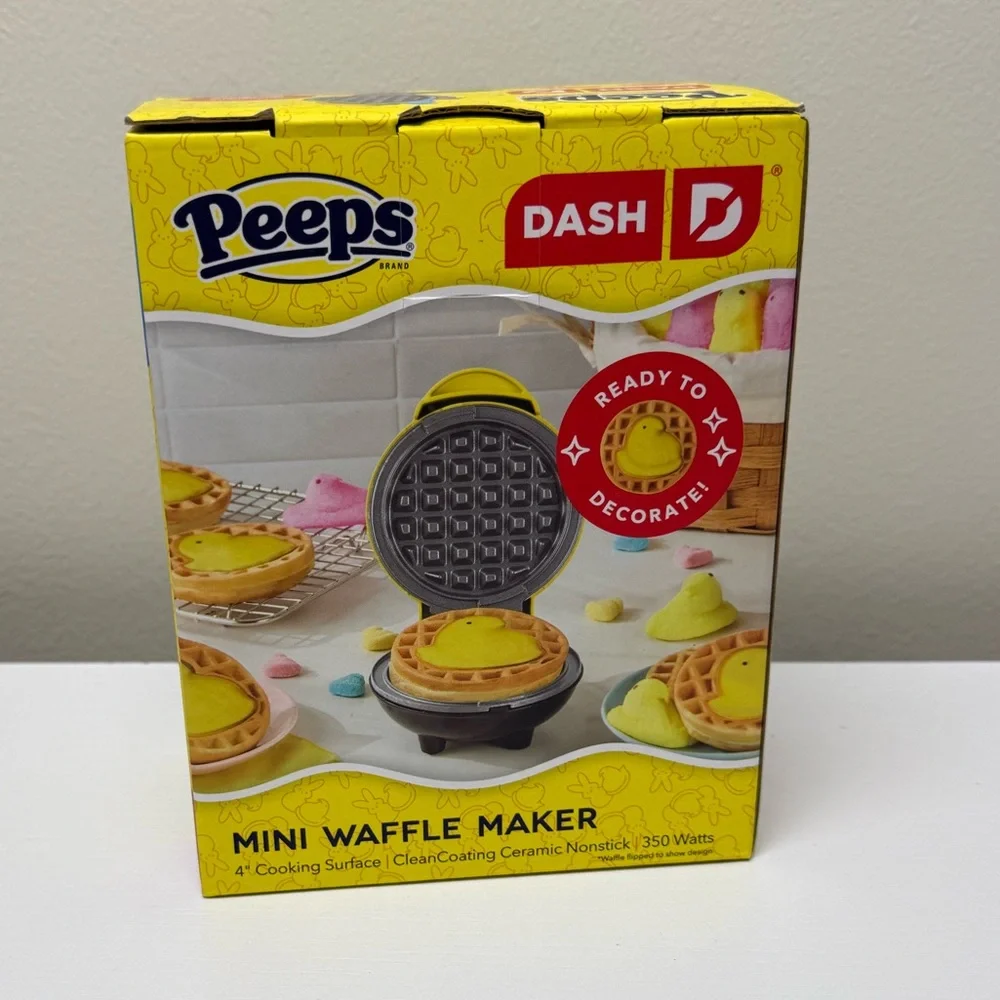 New! Dash × Peeps Mini Waffle Maker Yellow Chick, Spring 2026, Easter